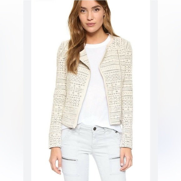 Joie tweed blazer with lambskin trim moto - Picture 1 of 6